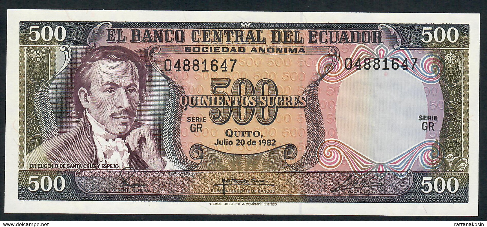 ECUADOR P119b 500  SUCRES 20.7.1982 #GR     UNC. - Equateur