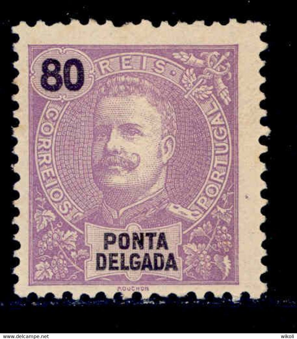 ! ! Ponta Delgada - 1897 D. Carlos 80 R - Af. 21 - MH - Ponta Delgada