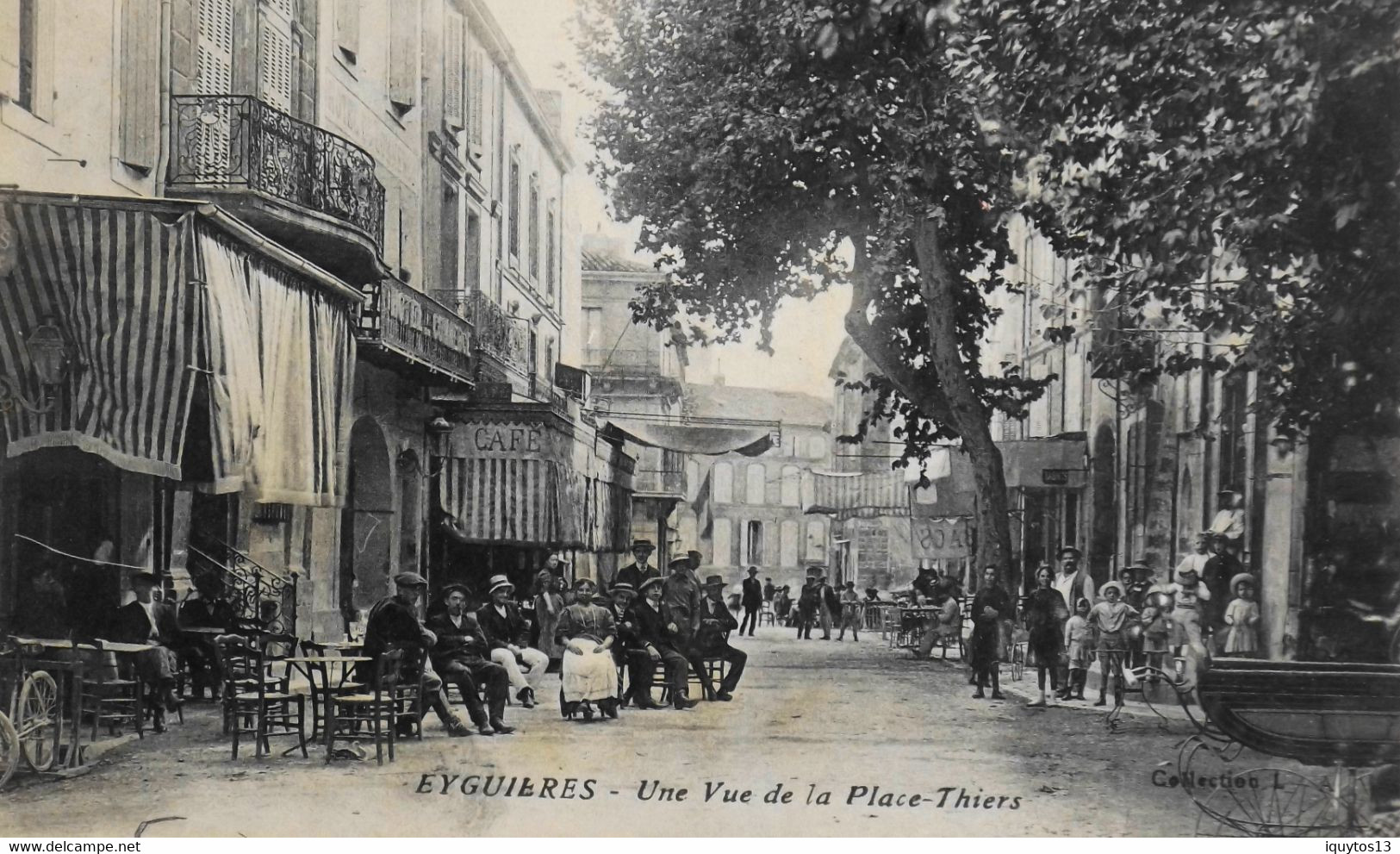 CPA. - [13] B.-du-R > EYGUIERES - Une Vue De La Place Thiers - Superbe Animation - Daté 1916 - TBE - Eyguieres