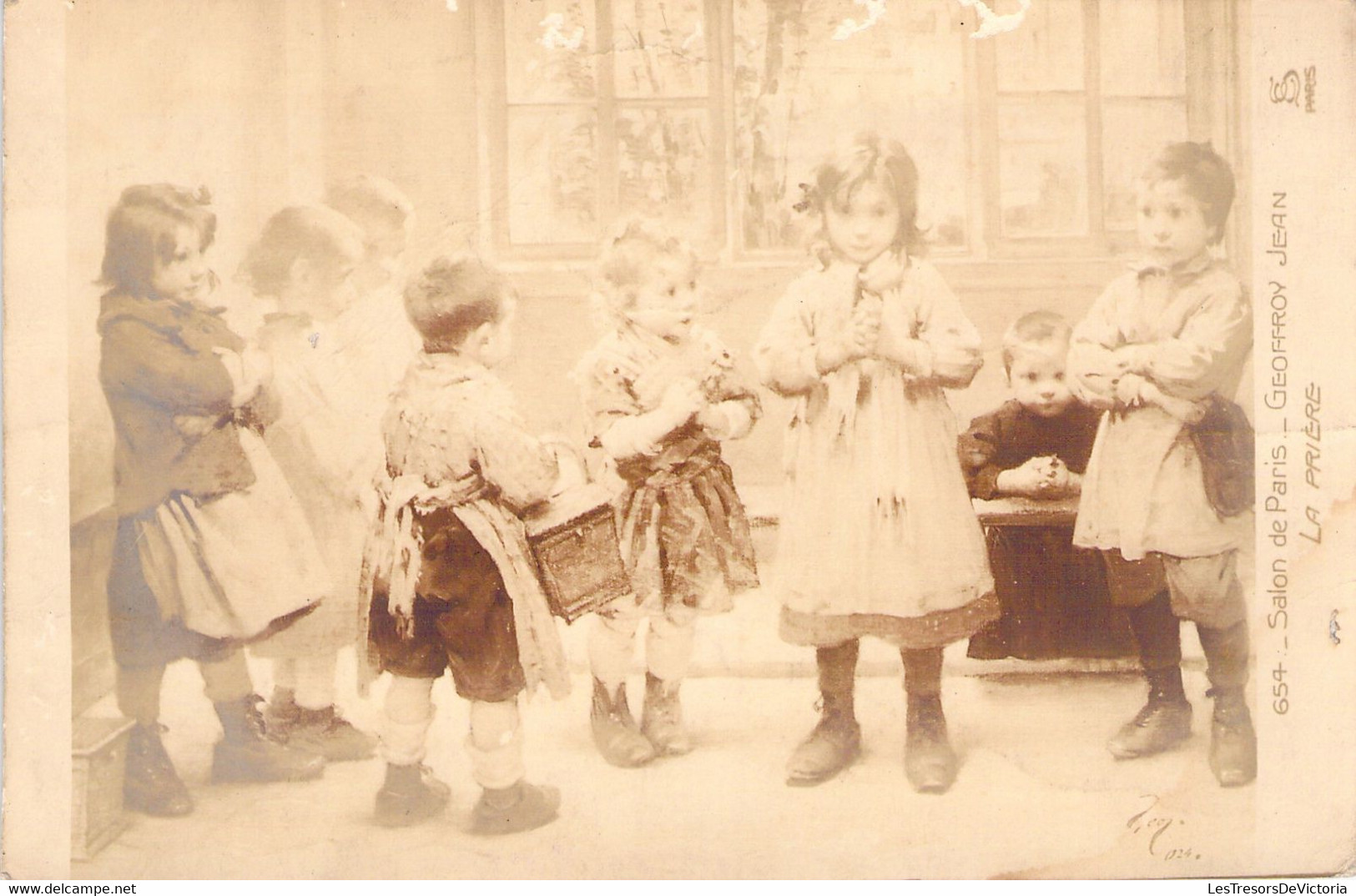 Carte Fantaisie Enfant - Salon De Paris - Geoffroy Jean - La Prière - Groupes D'enfants & Familles