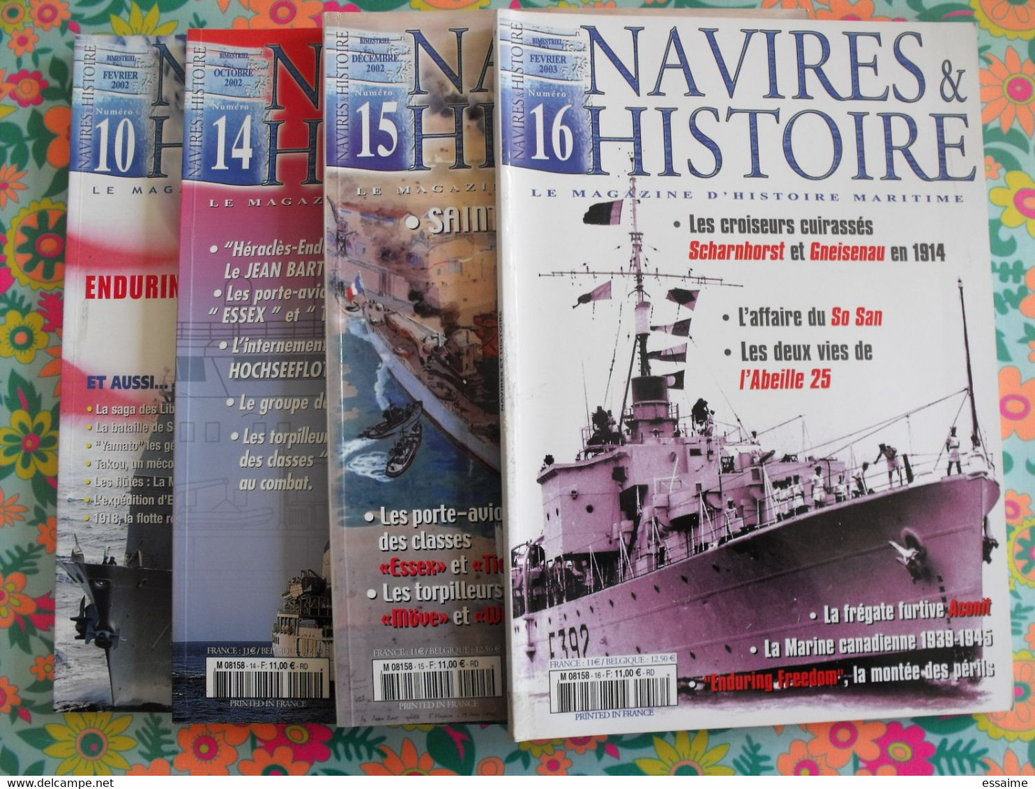 4 N° De Navires & Histoire. 2002-2003  Coriseur Cuirassé Saint Nazaire Essex Jean Bart Scapa Flow Yamato - Barche