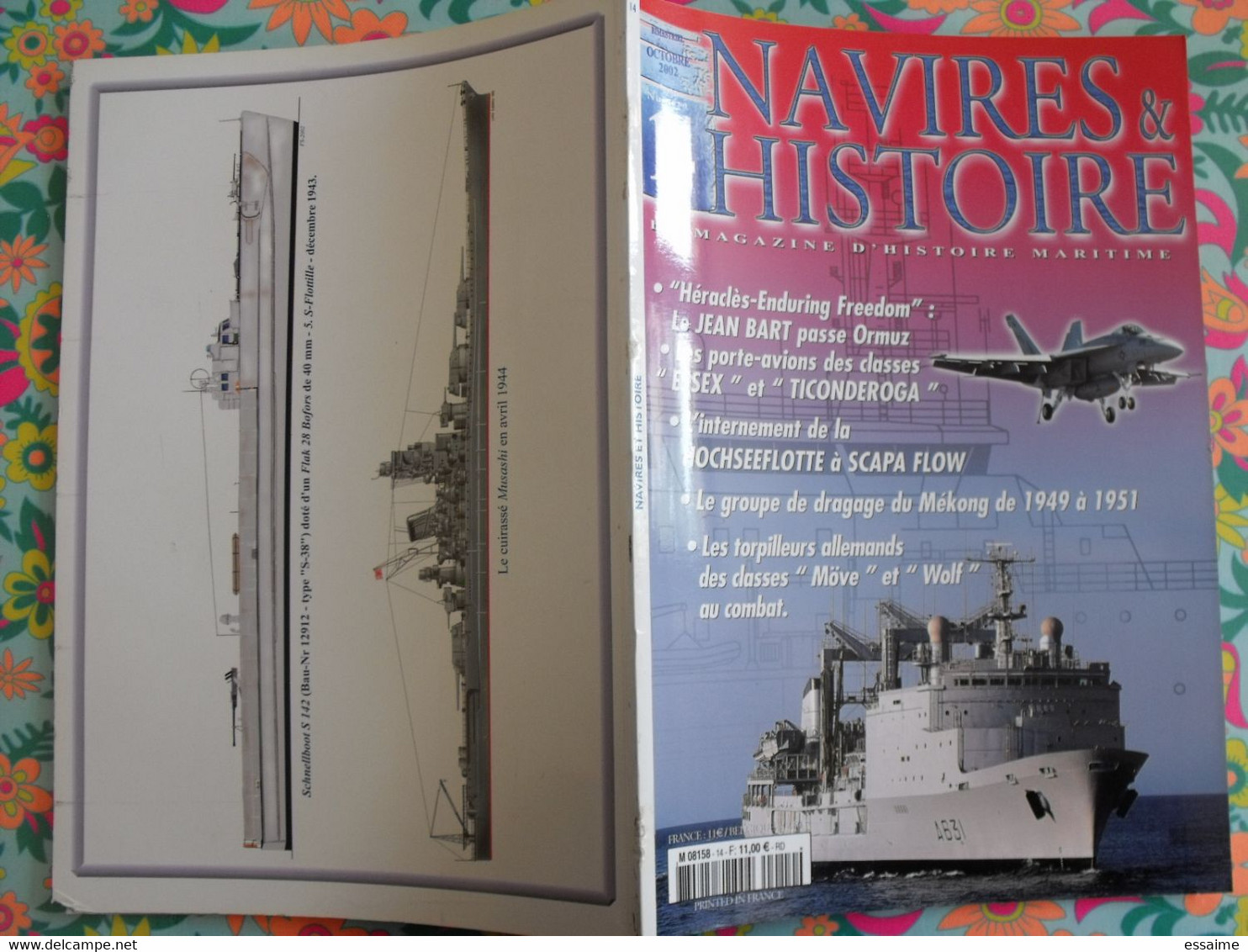 4 n° de Navires & Histoire. 2002-2003  coriseur cuirassé saint nazaire essex jean bart scapa flow yamato