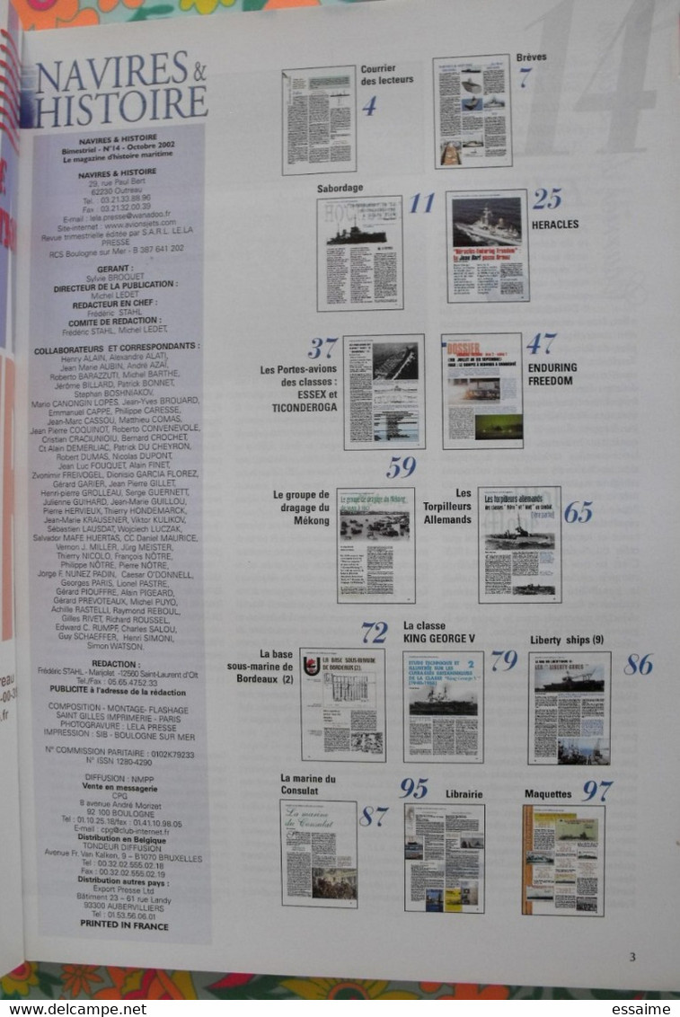 4 n° de Navires & Histoire. 2002-2003  coriseur cuirassé saint nazaire essex jean bart scapa flow yamato