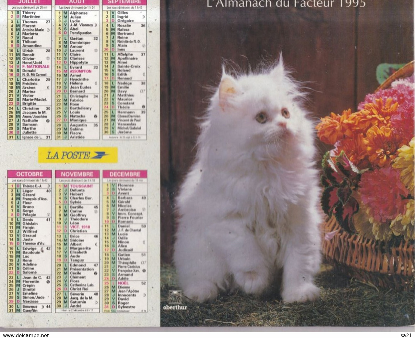 ALMANACH DU FACTEUR: Calendrier Des Postes 1995: SOMME, Chatons, Chats, Fleurs - Grand Format : 1991-00