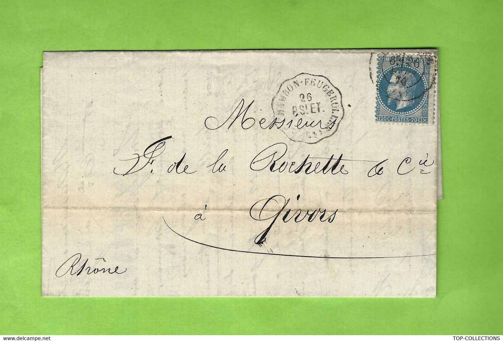 1870 CACHET Convoyeur  Chambon Feugerolles Sur Timbre Empire LAC Pour Givors F. De La Rochette - 1849-1876: Klassik