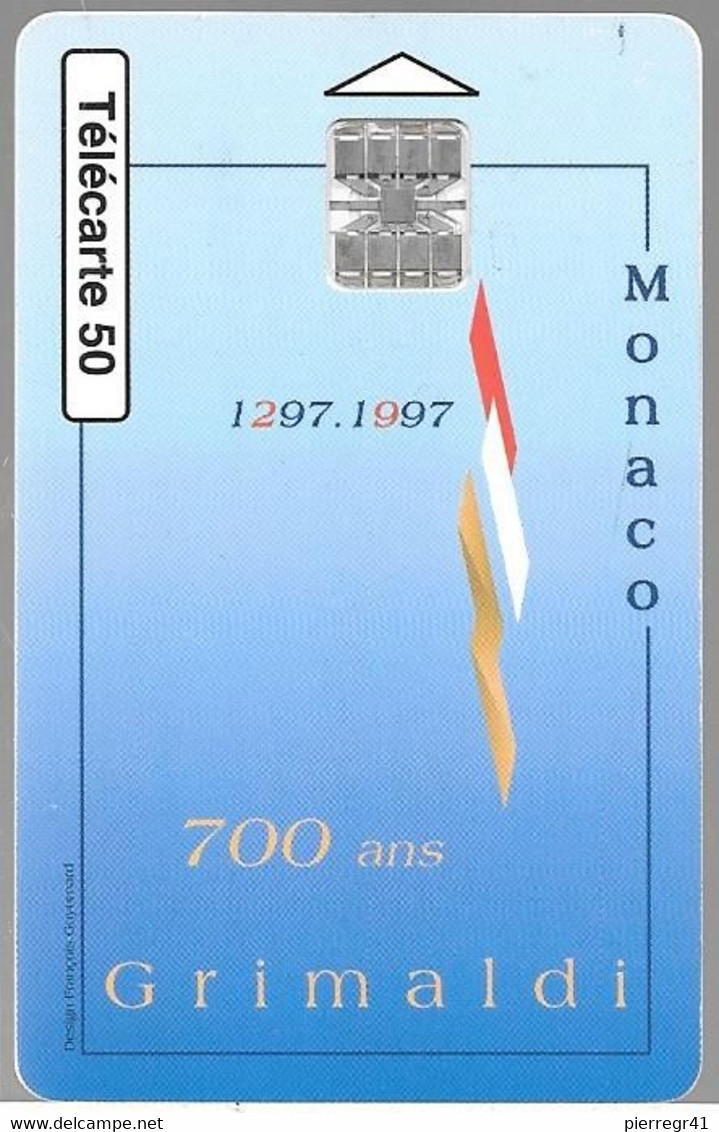 CARTE-PUBLIC-MONACO-50U-MF43-SC7-10/96-700ANS Des GRILMADI-V°DN° CA6A167737-N°Etroit-UTILISE-TBE - Monace