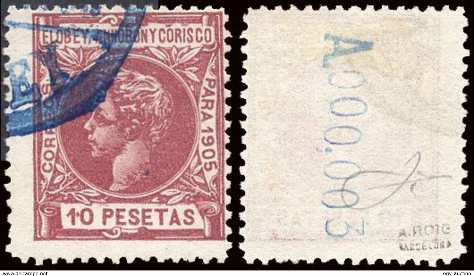 Elobey/Annobón - Edi O 34 - 1905 - 10Pts. - Marquillado Roig Y Firmado Guinovart - Elobey, Annobon & Corisco