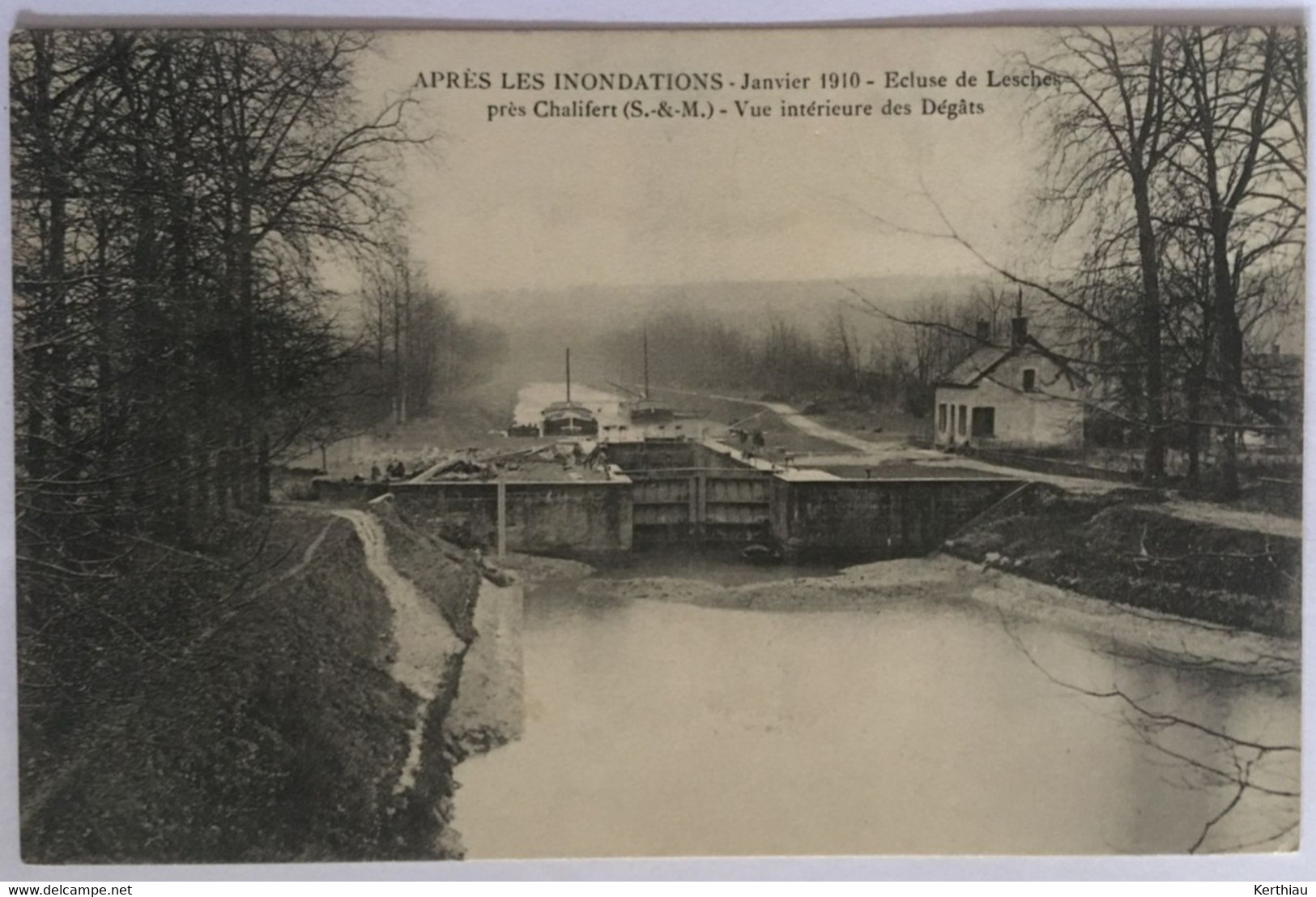 LESCHES - Après Les Inondations - Janvier 1910 - Ecluse De Lesches Près Chalifert. Vue Intérieure Des Dégâts - Andere & Zonder Classificatie