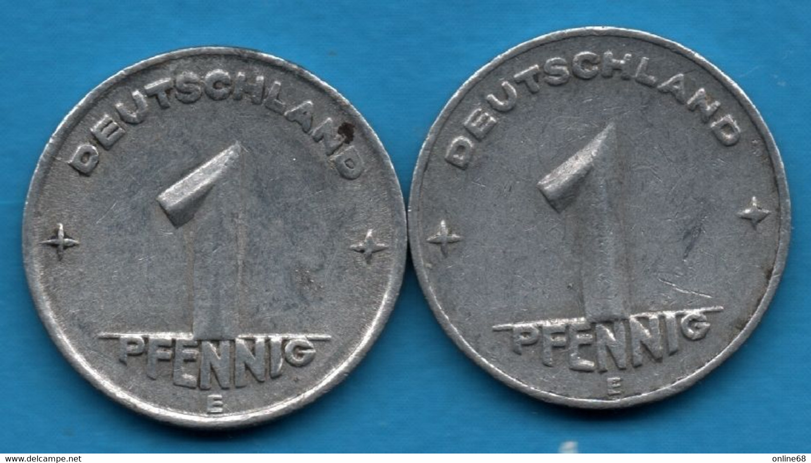 DDR RDA LOT 2 X 1 PFENNIG 1949 - 1950 E KM# 1 - 1 Pfennig