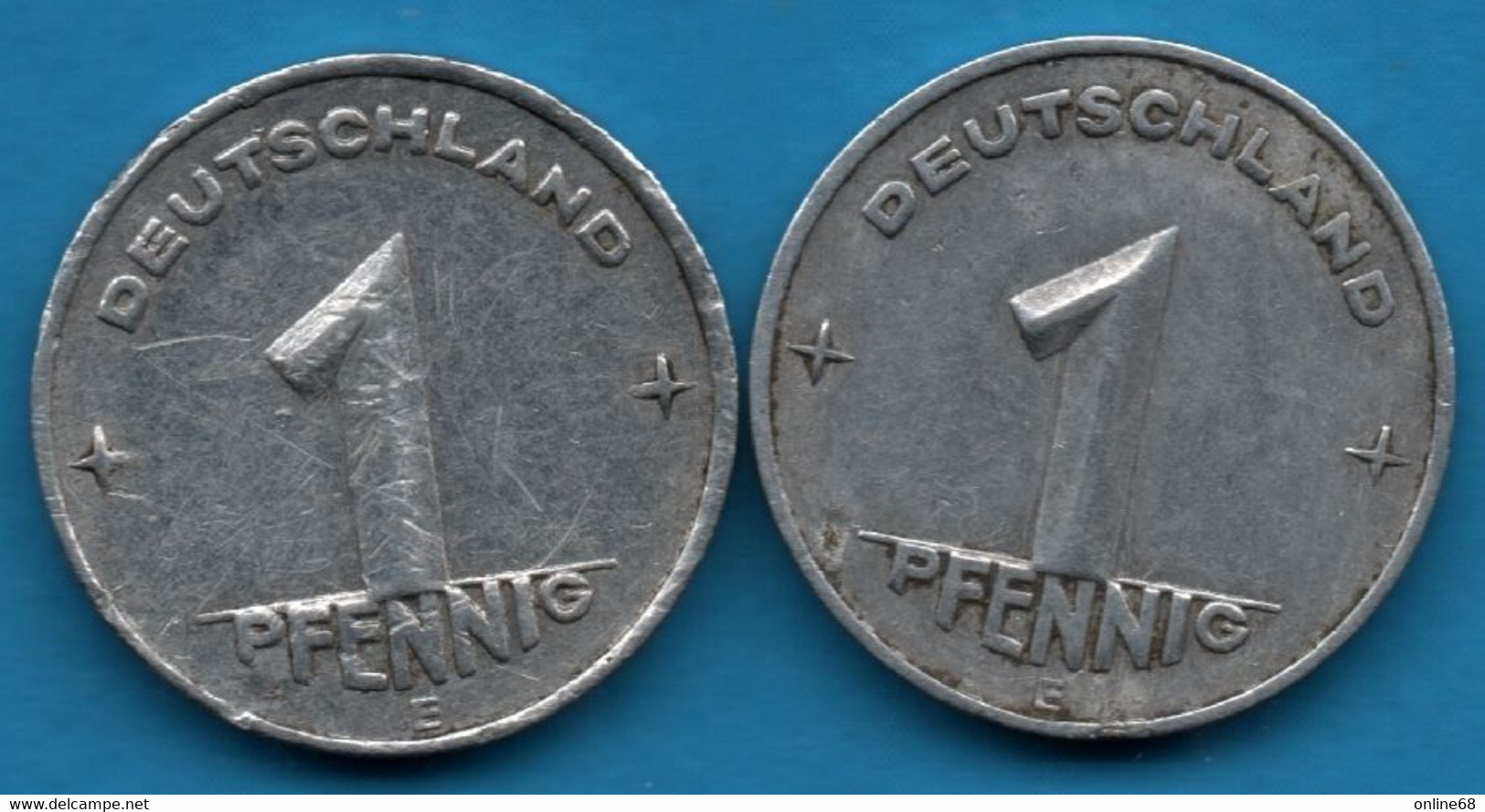 DDR RDA LOT 2 X 1 PFENNIG 1952 - 1953 E KM# 5 - 1 Pfennig