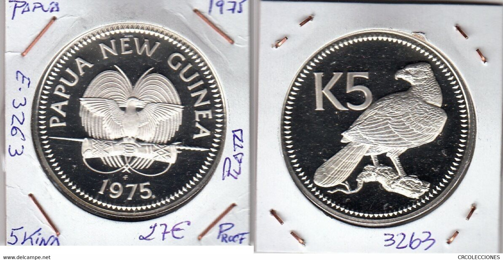 E3263 MONEDA PAPUA NUEVA GUINEA 5 KINA 1975 PLATA PROOF 27 - Papoea-Nieuw-Guinea