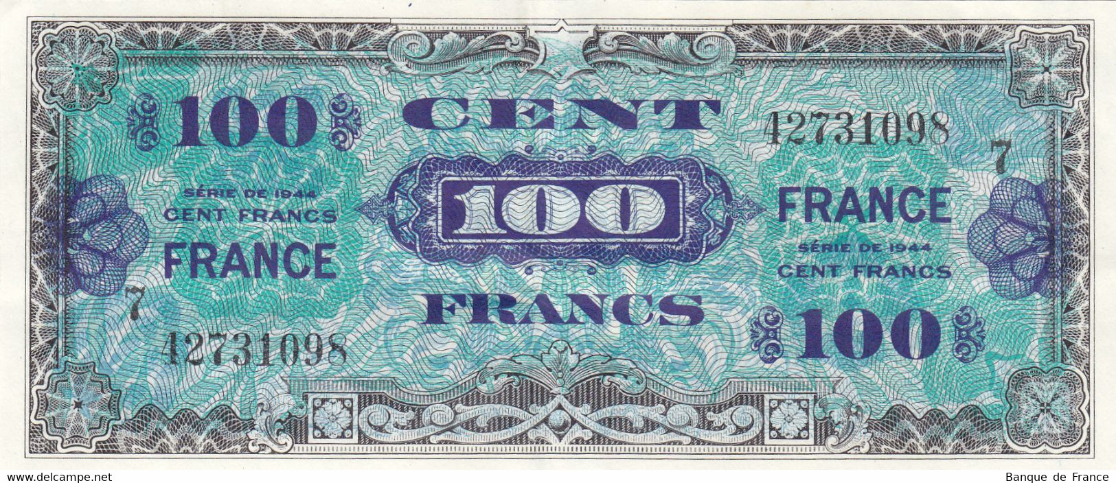 Billet 100 F 1945 Verso France Série 7 FAY VF.25.07 N° 42731098 Bel état - 1945 Verso Francés