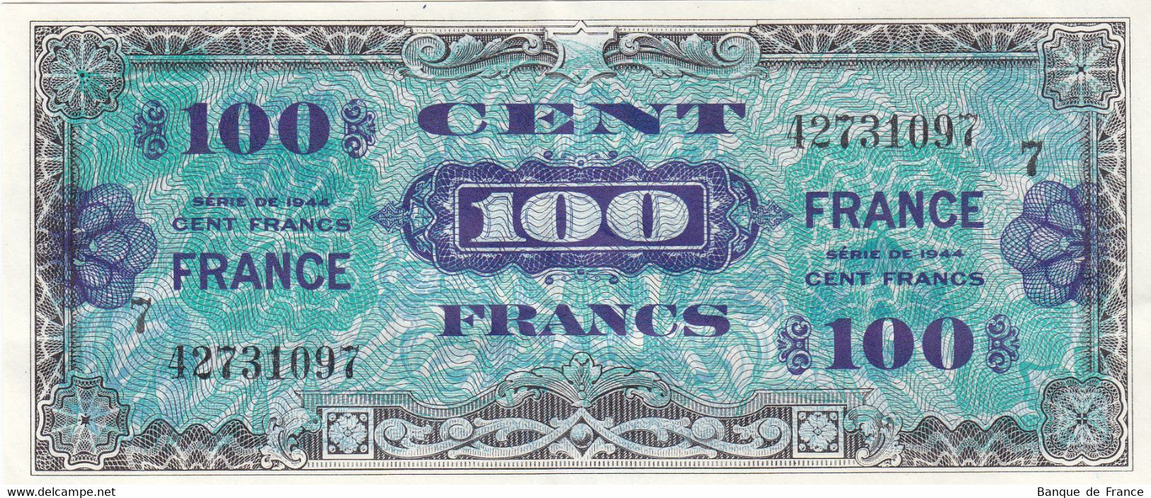 Billet 100 F 1945 Verso France Série 7 FAY VF.25.07 N° 42731097 Bel état - 1945 Verso France