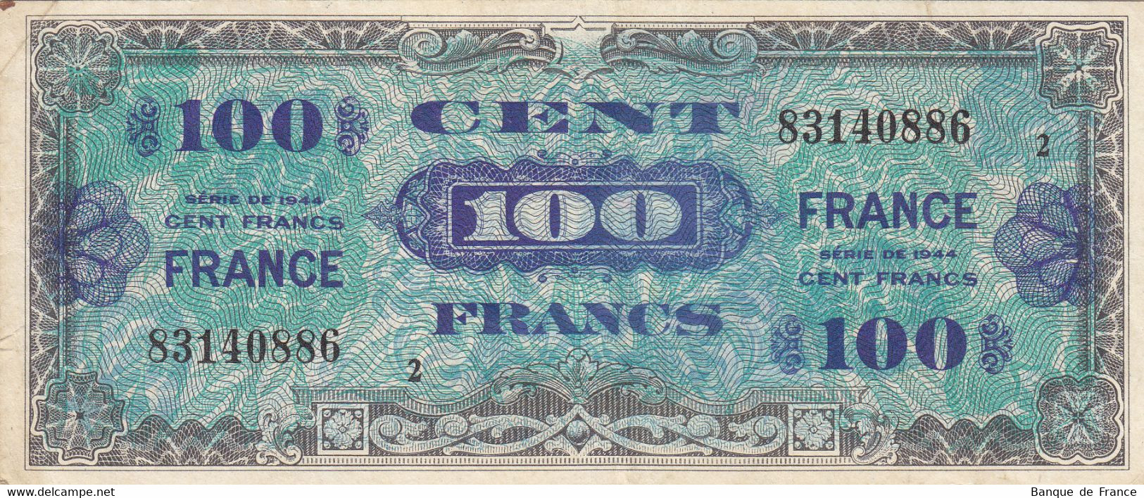 Billet 100 F 1945 Verso France Série 2 FAY VF.25.02 N° 83140886 - 1945 Verso Francia