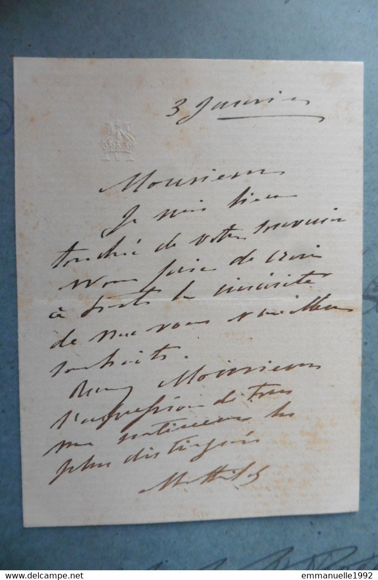 Lettre Autographe De La Princesse Mathilde Bonaparte Cousine De L'empereur Napoléon III - Second Empire - Königliche Familien