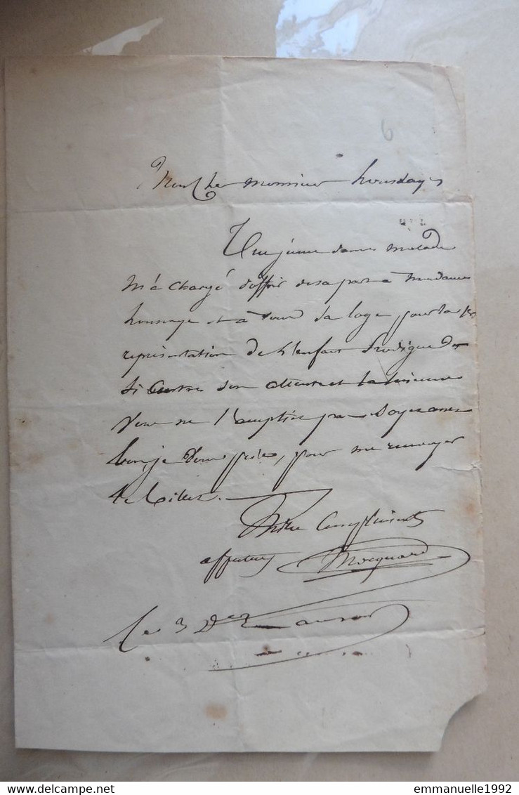 Lettre Autographe De Mocquard Secrétaire De Napoléon III à Arsène Houssaye Second Empire - Politicians  & Military