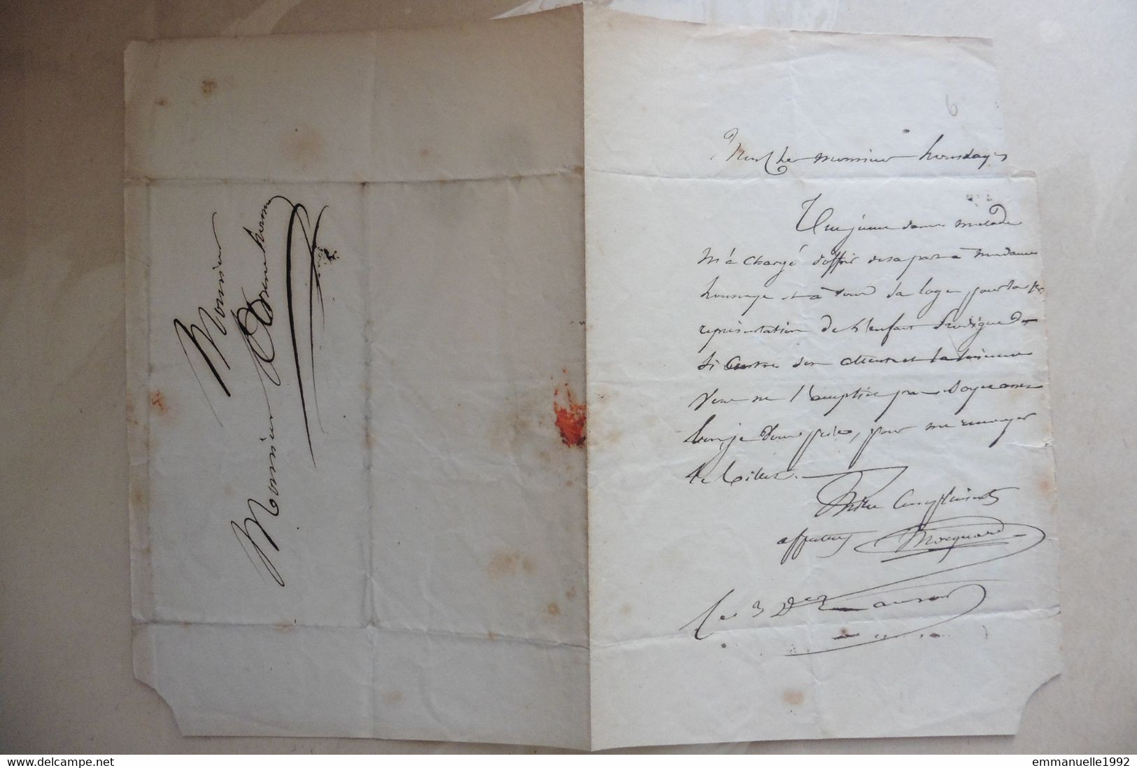 Lettre Autographe de Mocquard secrétaire de Napoléon III à Arsène Houssaye Second Empire