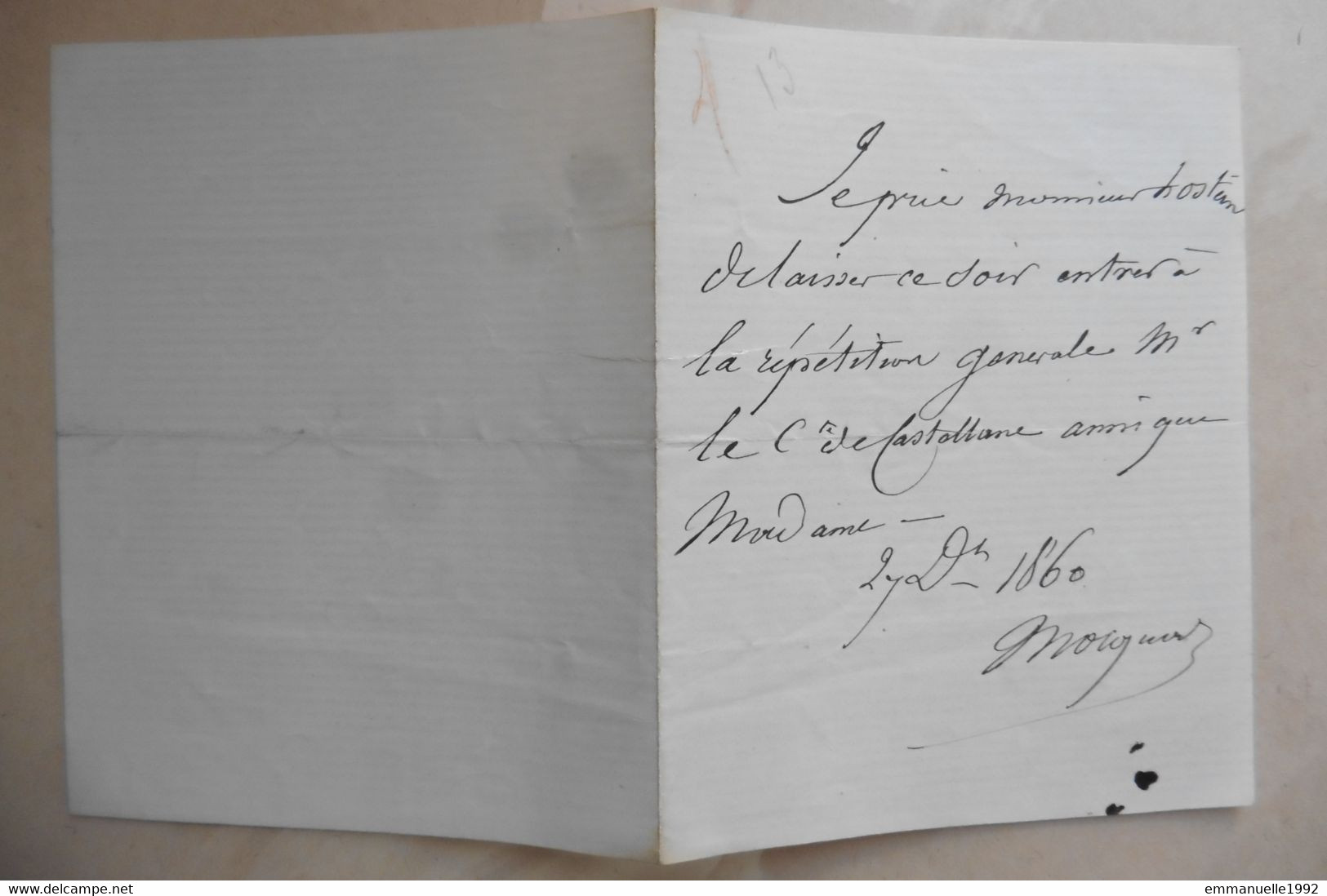 Lettre Autographe De Mocquard Secrétaire Puis Chef De Cabinet De Napoléon III Second Empire - Politicians  & Military