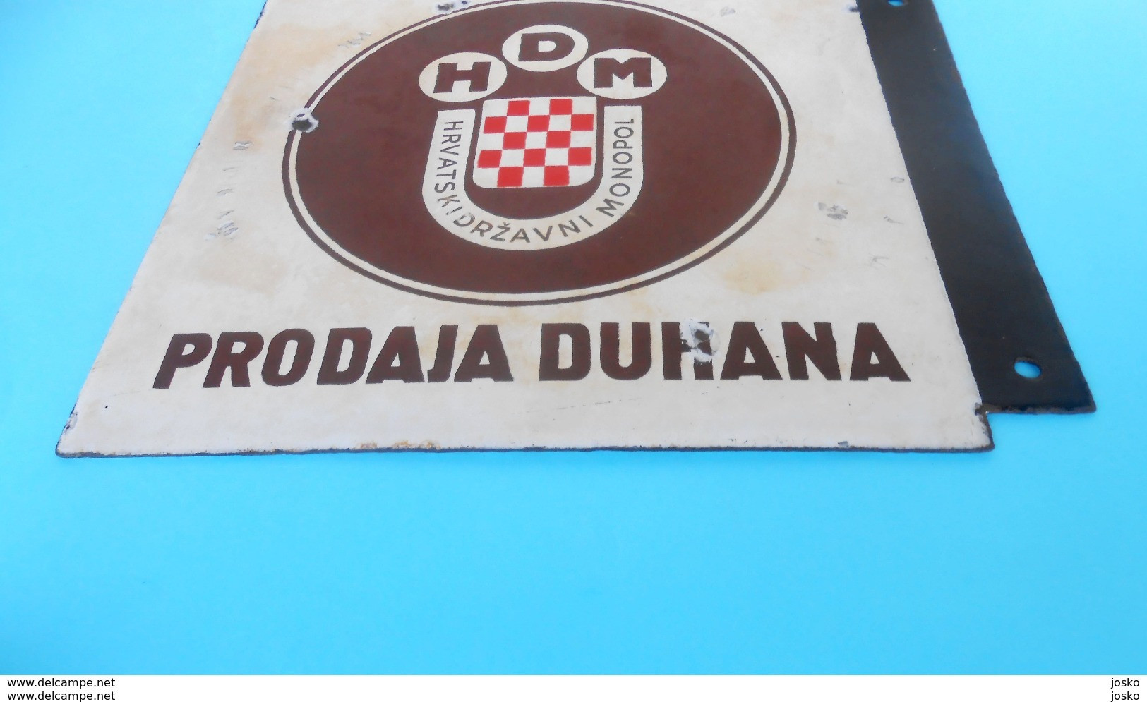 WW2 - CROATIA (NDH) "TOBACCO STORE " original vintage large massive enamel sign * Tabak emaille Croatie Kroatien Ustase