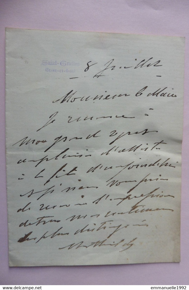 Lettre Autographe De La Princesse Mathilde Bonaparte Cousine De L'empereur Napoléon III - Second Empire - Familles Royales