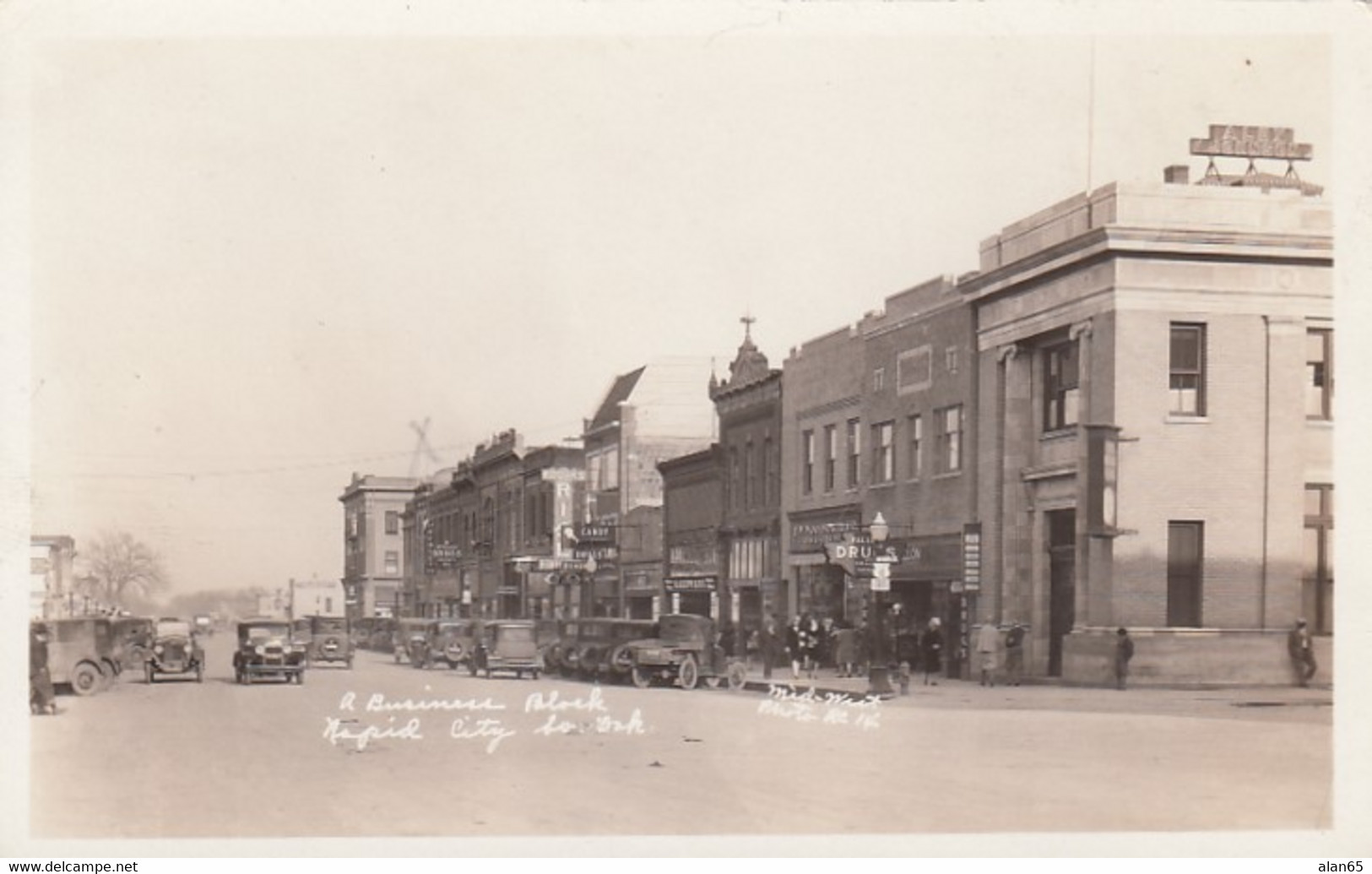 Rapid City South Dakota, Street Scene Business District, C1920s Vintage Real Photo Postcard - Rapid City