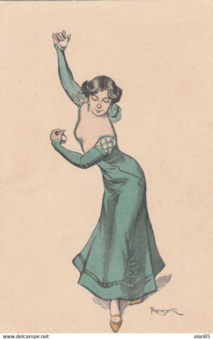 Reznicek Artist Signed Image, Woman Dance Fashion, C1900s/10s Vintage Postcard - Reznicek, Ferdinand Von