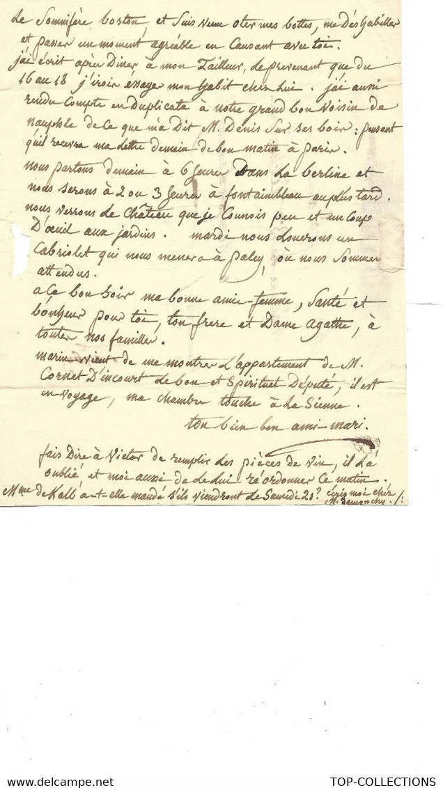 RESTAURATION 1815 -1830 1822 De Paris LETTRE De Son Mari à  Mme La Baronne Lecharron à Montfort L’Amaury Sein Et Oise - Documents Historiques