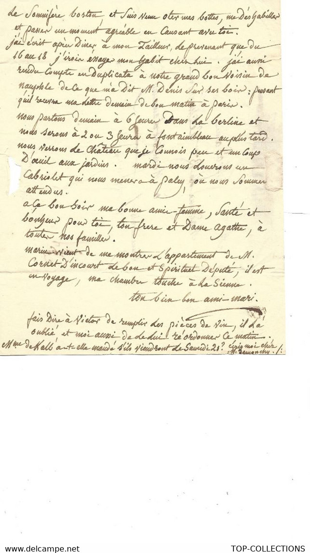 RESTAURATION 1815 -1830 1822 De Paris LETTRE De Son Mari à  Mme La Baronne Lecharron à Montfort L’Amaury Sein Et Oise - Historische Documenten