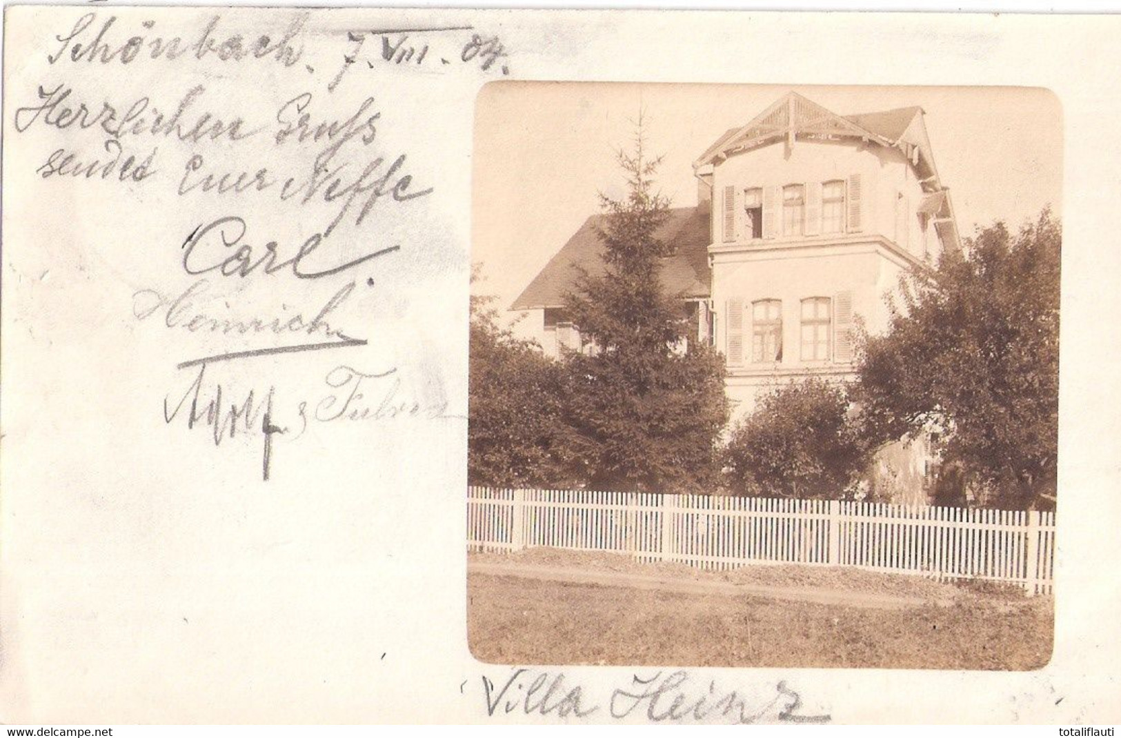SCHÖNBACH Stadt HERBORN Hessen Villa Heinz Original Private Fotokarte Gelaufen 8.8.1904 - Herborn