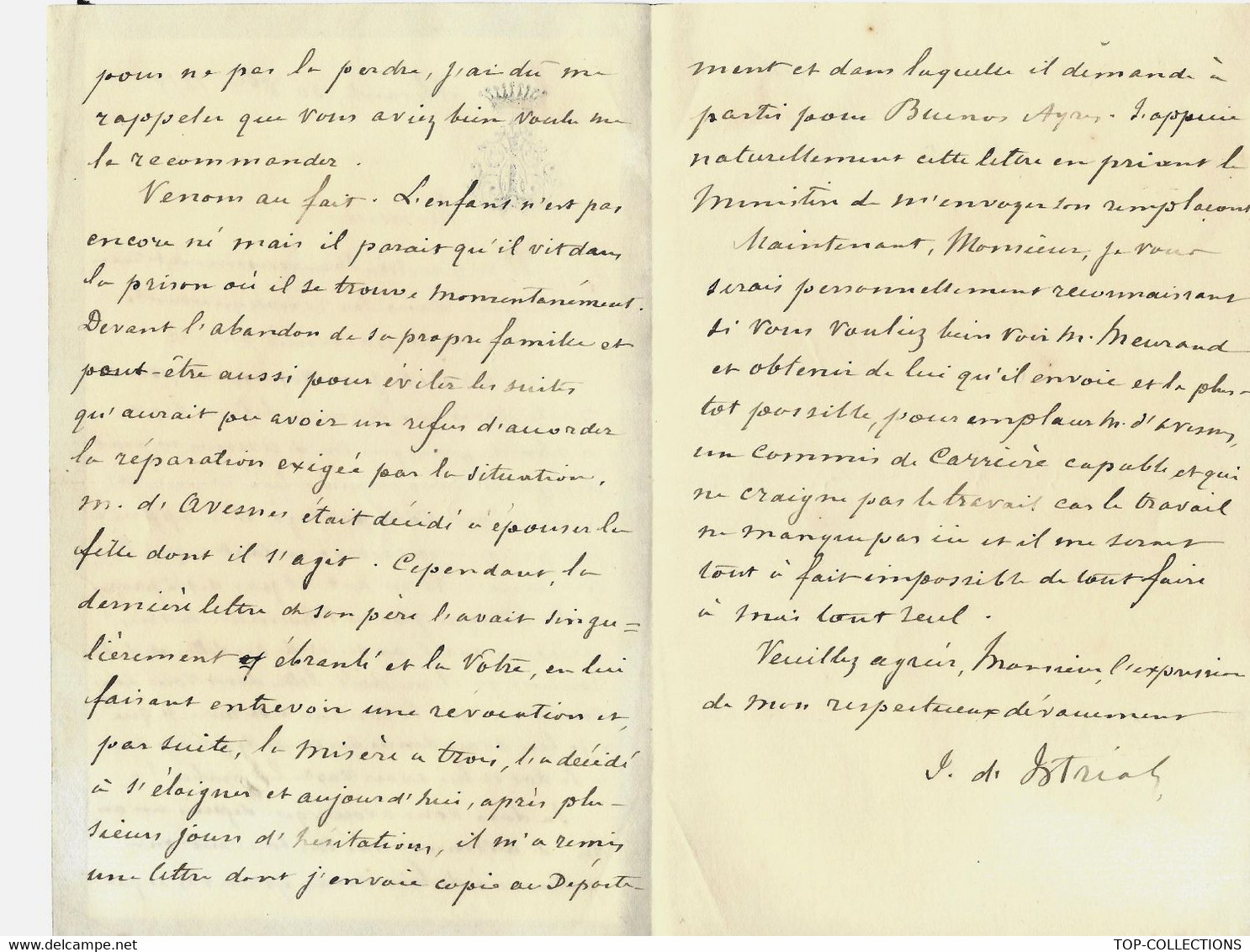 1824 LETTRE Sign.Alicante  Ministere Affaires Etrangères  Mr D’Avesnes Commis Fille Enceinte Comportement à Remplacer - Manuscritos