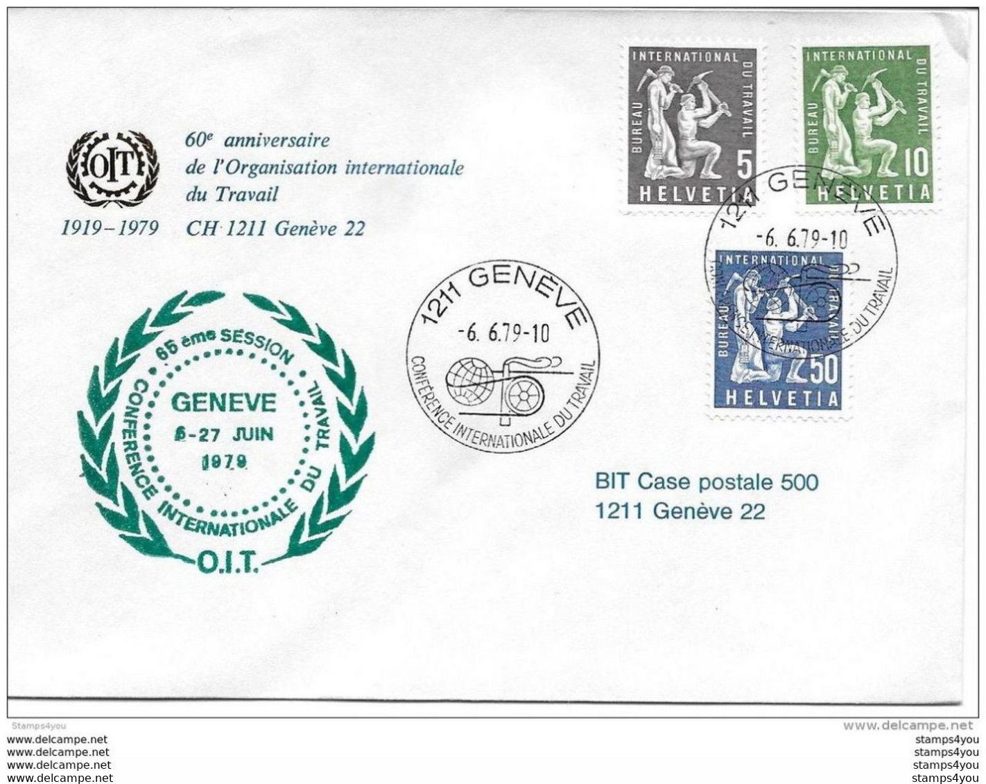 56 - 52 -  Enveloppe Suisse Avec Timbres De Service Et Oblit Spéciale "65ème Session Conf Internat Travail 1979" - ILO