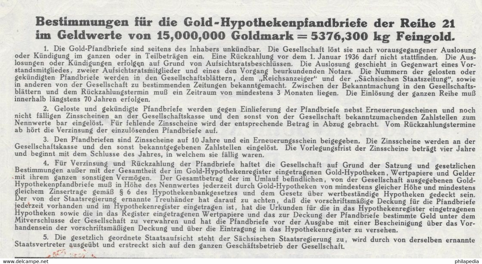 Allemagne Obligation Hypothécaire Or Fin 35.842 Gr 100 Mark Or Bond Fine Gold Feingold Bono Oro Fino 1936 100 Goldmark