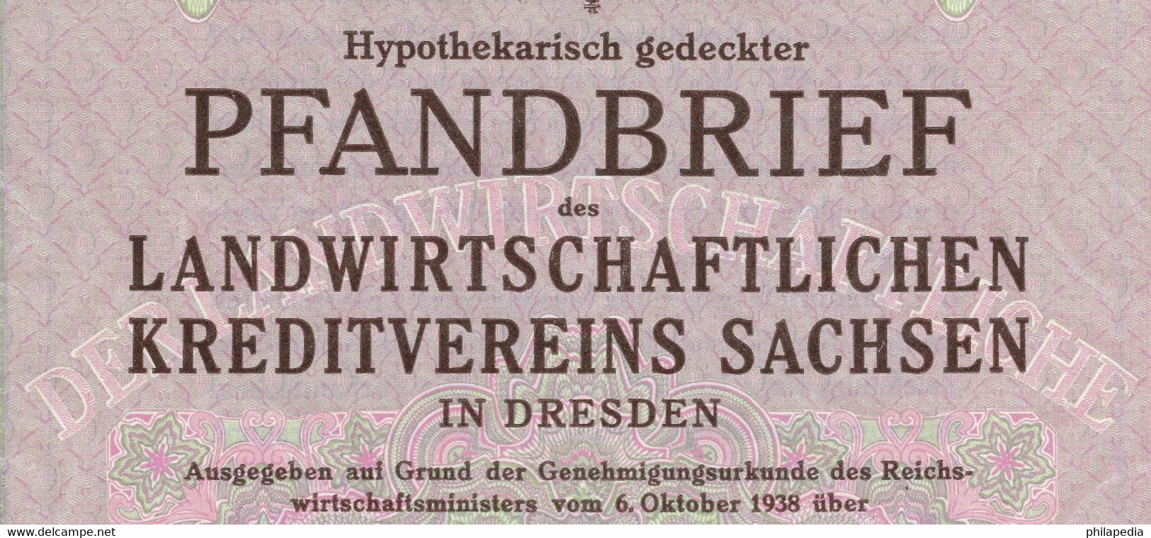 Allemagne Lettre De Crédit Régime Nazi Credit Letter Agricultural Saxony Kreditbrief Carta Credito 1938 100 Reichsmark - 100 Reichsmark