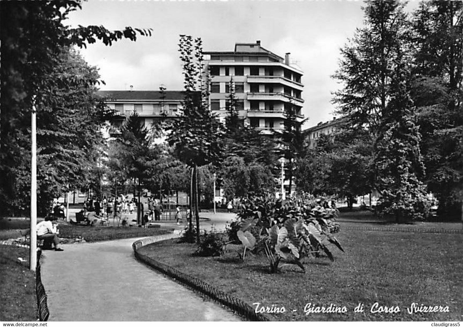 3122"TORINO - GIARDINO DI CORSO SVIZZERA "   ANIMATA  ANNI 50 - Parcs & Jardins