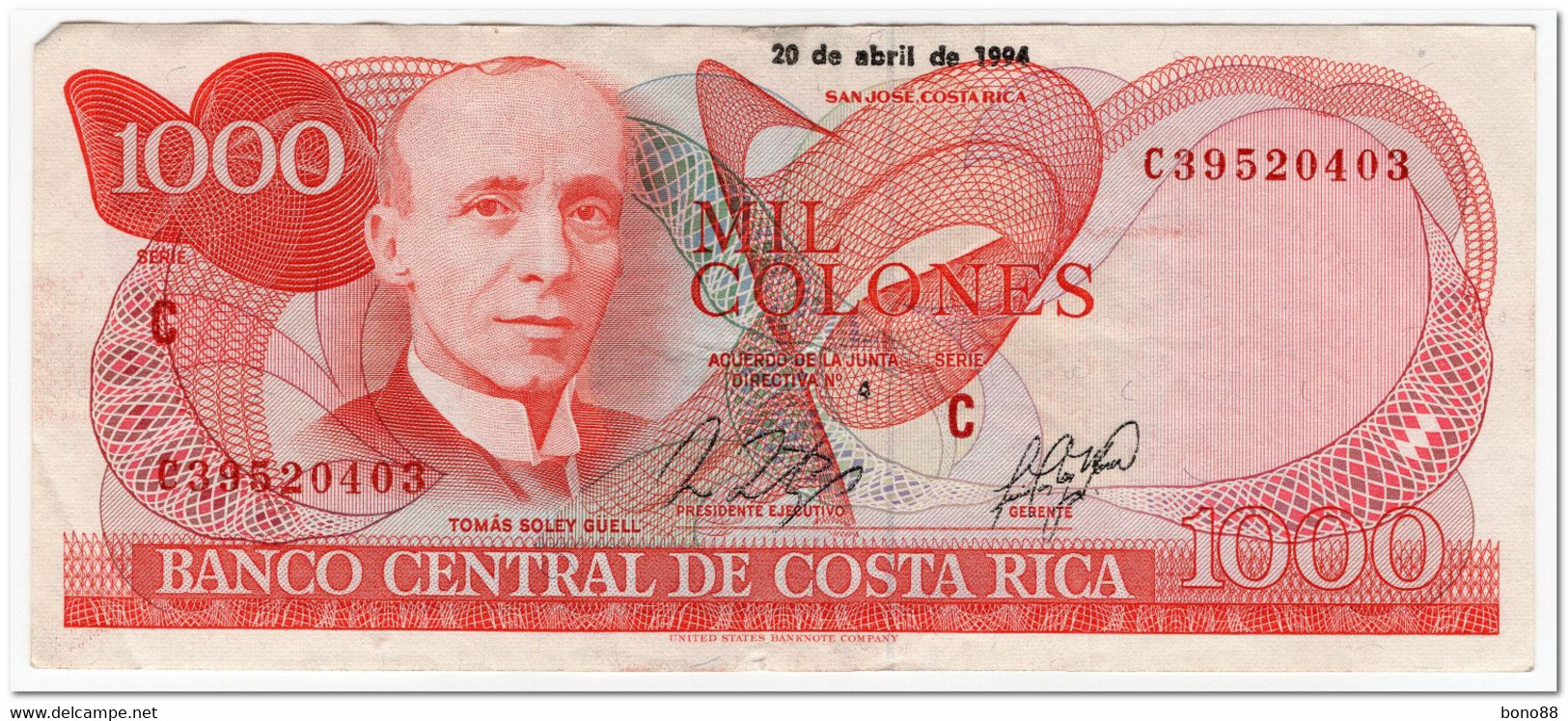 COSTA RICA,1000 COLONES,1994,P.259b,VF-XF - Costa Rica