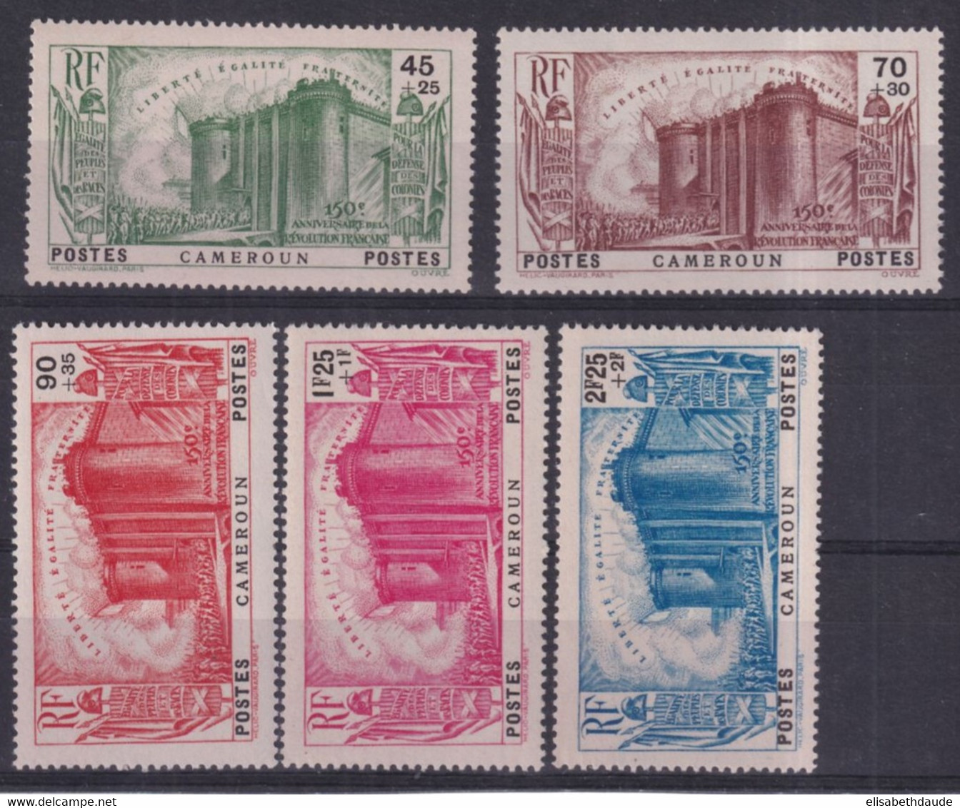 CAMEROUN - 1939 - SERIE COMPLETE "REVOLUTION" YVERT N°192/196 ** MNH ! - COTE = 150 EUR. - Unused Stamps