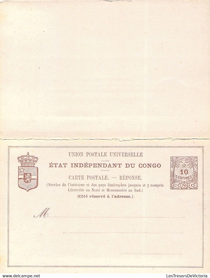 Entier Postal Third Issue Of 1889 Avec Réponse Payée (still Attached ) - Etat Indépendant Du Congo - Matadi à Bruxelles - Enteros Postales