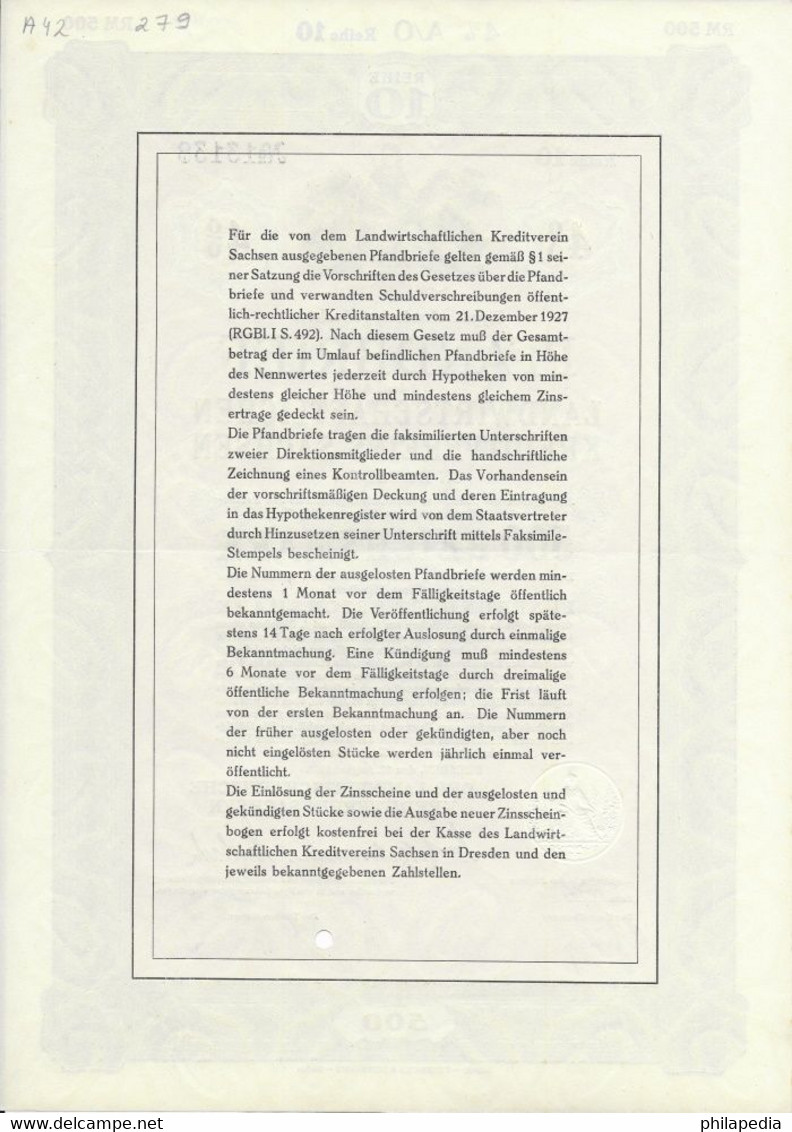 Allemagne Lettre de Crédit Régime Nazi Credit Letter Agricultural Saxony Kreditbrief Carta Credito 1940 500 Reichsmark