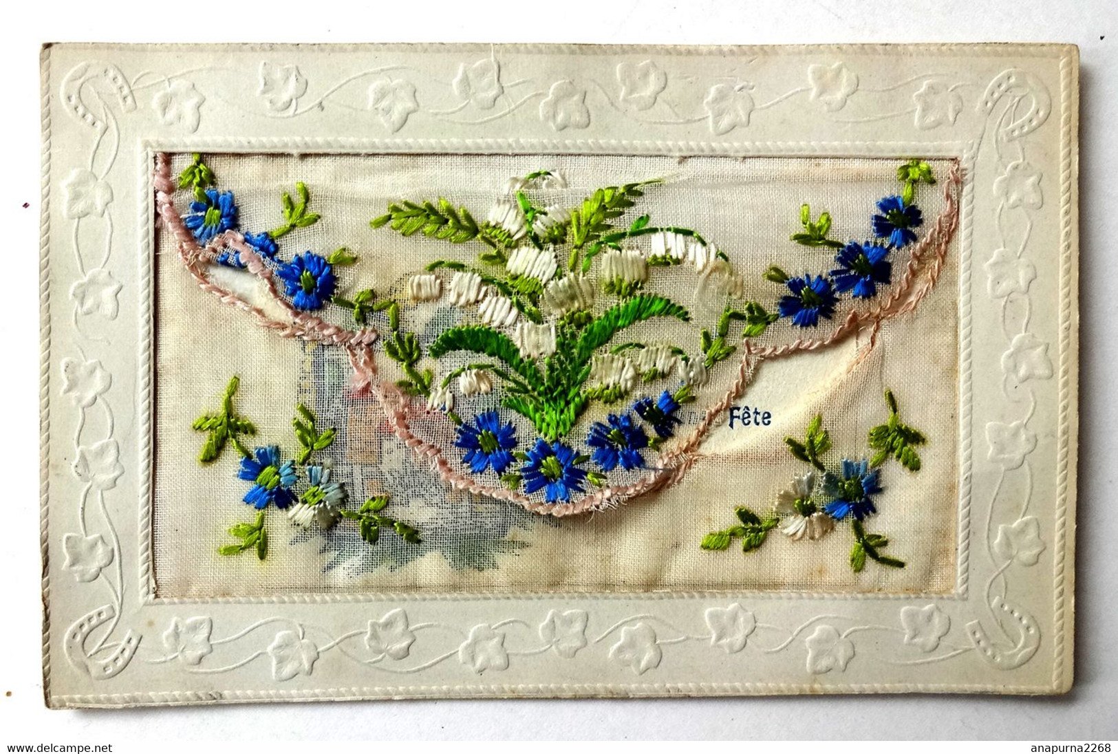 C P. FANTAISIE...BRODEE...CONTENANT UNE CARTE DE BONNE FETE - Embroidered