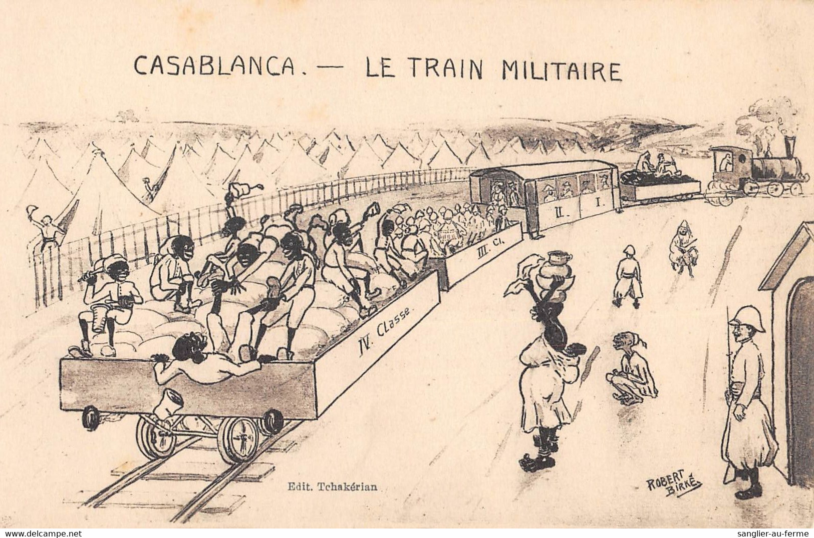 CPA  MAROC ILLUSTRATEUR CASABLANCA LE TRAIN MILITAIRE CIGNE ROBERT BIRKE - Casablanca