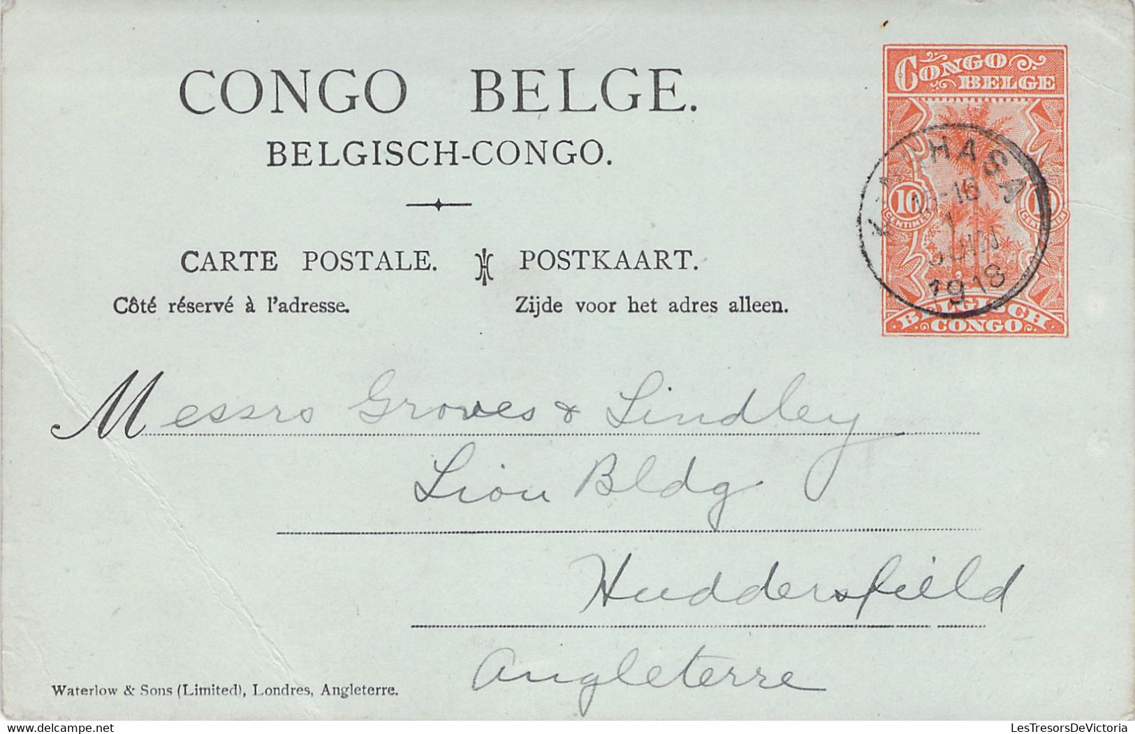 Entier Postal  - Congo Belge - Bilingue - De Kinshasa à L'Angleterre En Juin 1918 - Interi Postali
