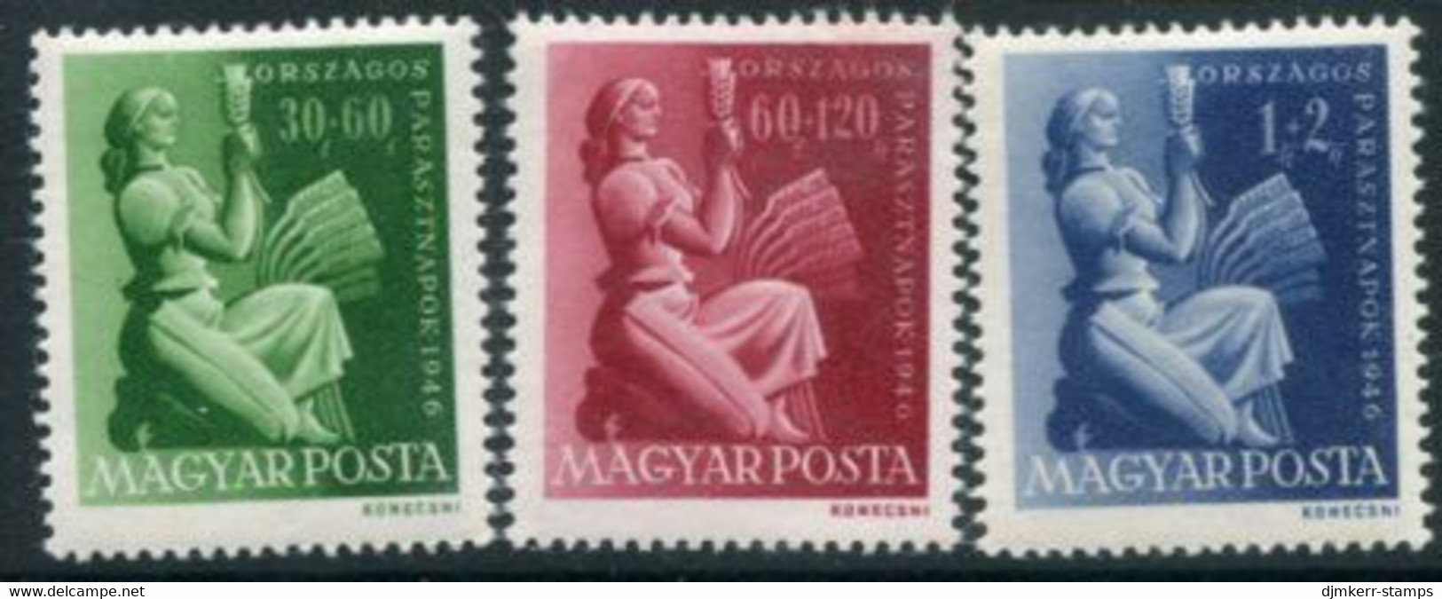 HUNGARY 1946 Agricultural Exhibition MNH / **.  Michel  960-62 - Unused Stamps