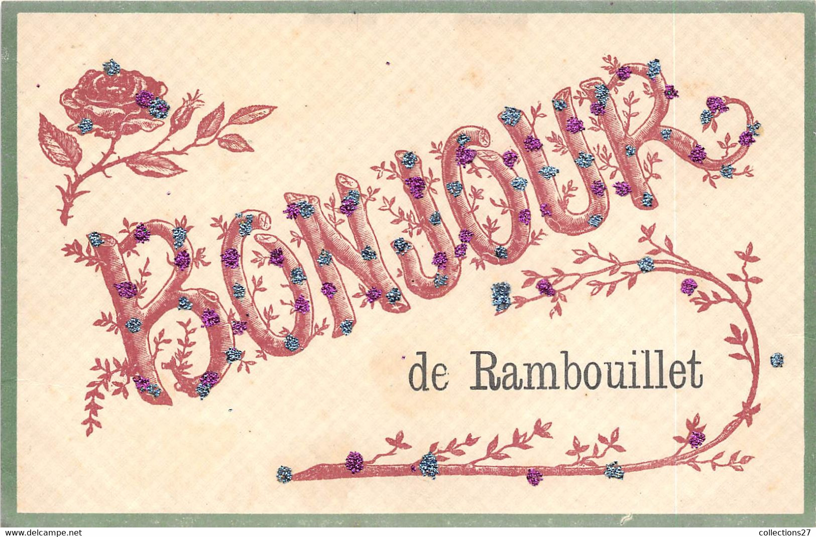 78-RAMBOUILLET- BONJOUR DE RAMBOUILLET- CARTE A PAILLETTES - Rambouillet