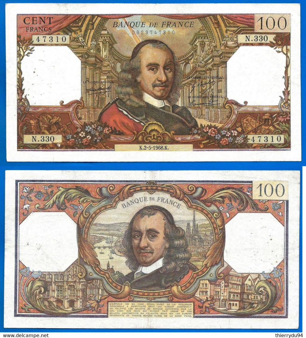 France 100 Francs 1968 Corneille 2 Mai Serie N Que Prix + Port  Frcs Frc Paypal Bitcoin OK - 100 F 1964-1979 ''Corneille''