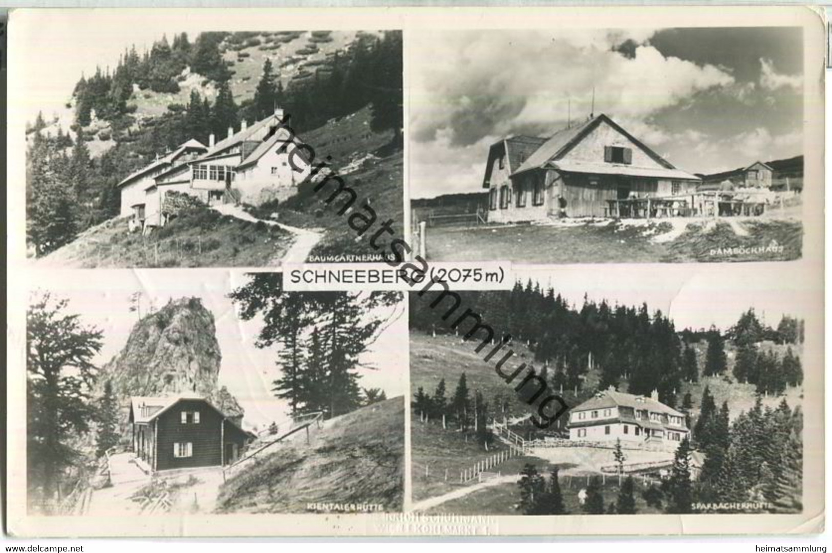 Schneeberg - Sparbacher- Und Kientalerhütte - Baumgartner- Und Damböckhaus - Verlag Heinrich Schuhmann Wien - Schneeberggebiet