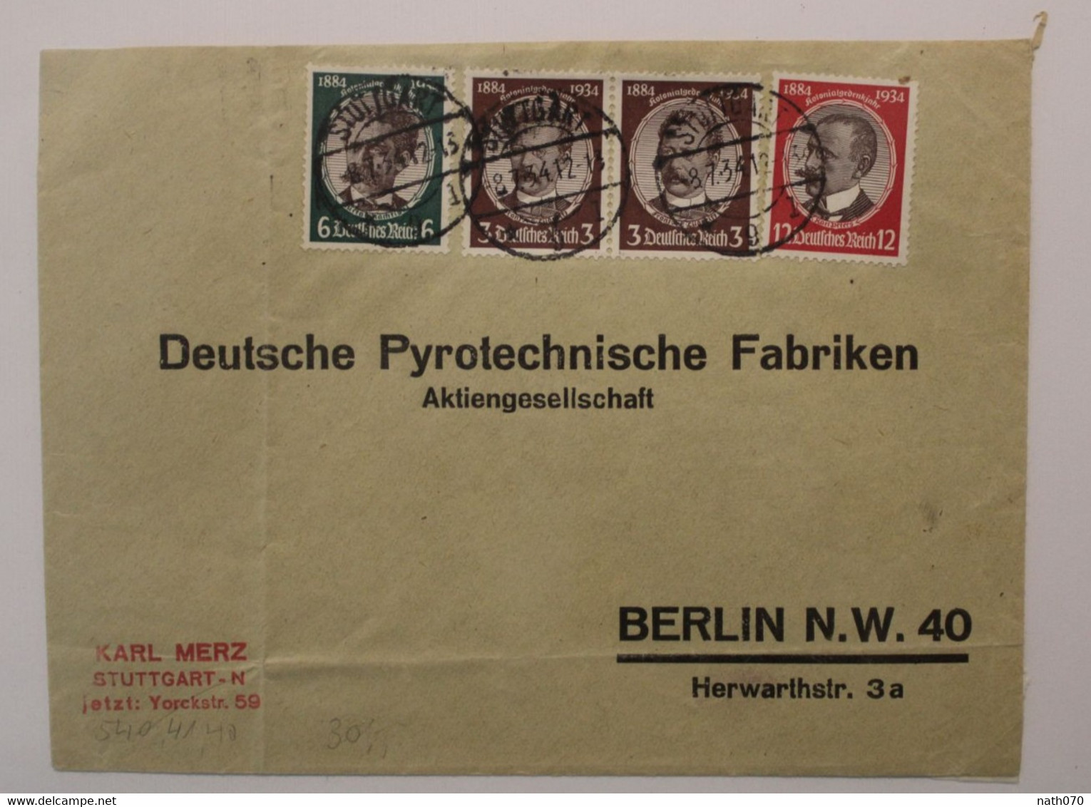1934 Deutsches Dt Reich Cover Mi 540 541 542 - Lettres & Documents