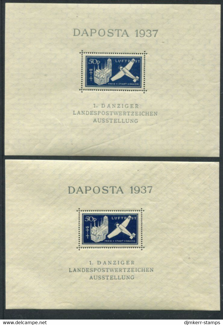 DANZIG 1937 DAPOSTA Exhibition Airmail Block In Both Shades, MNH / **.  Michel Block 2a+b - Ungebraucht
