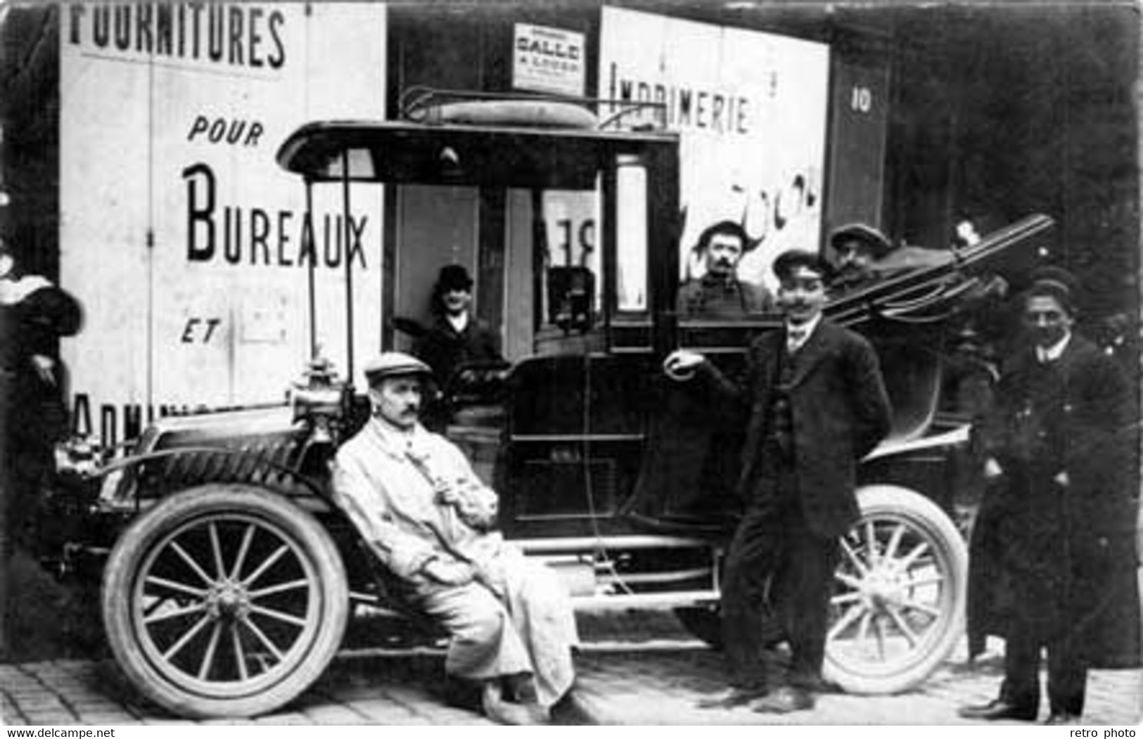Cpa Carte-photo Belle Automobile Devant Magasin / Imprimerie, Vers 1910    ( 10896) - Andere & Zonder Classificatie