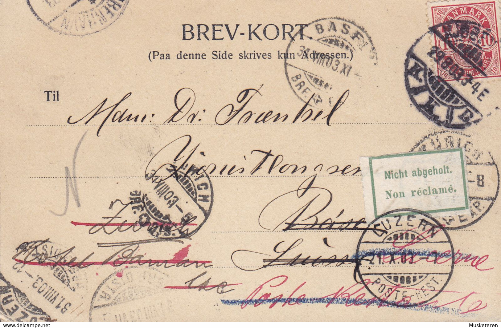 PPC Hilsen Fra København Udfor Langelinie (Erased) SKOVSHOVED HAVN, KJØBENHAVN 1903 ZÜRICH Nicht Abgeholt NON Reclamé - Cartas & Documentos