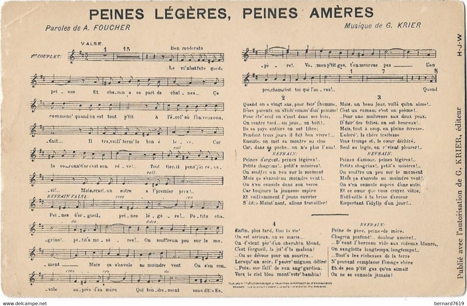 Chanson  -     Peines Legeres , Peiles Ameres - Musique